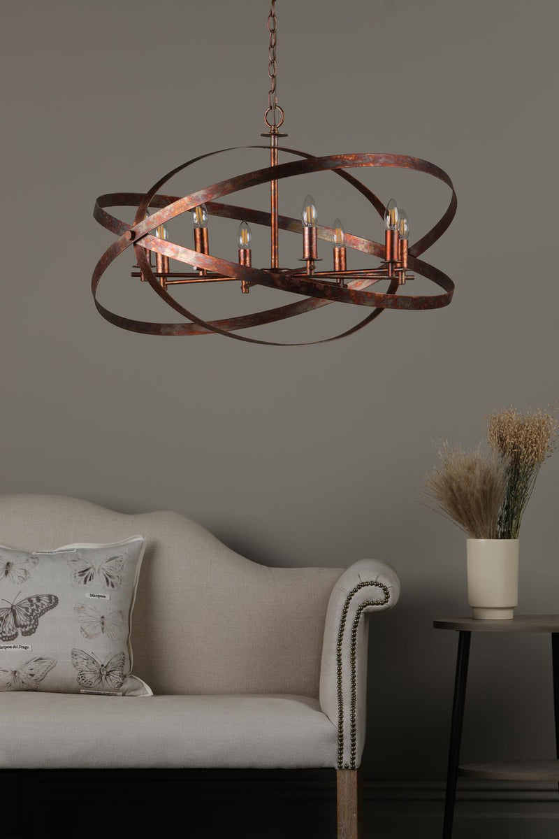 Dar Lighting Nitya 8 Light Pendant Mottled Copper  • NIT0864