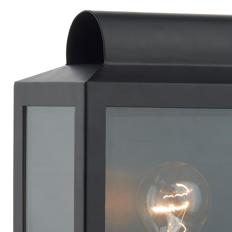 Dar Lighting Notary Outdoor Wall Light Black Glass IP44 • NOT2122