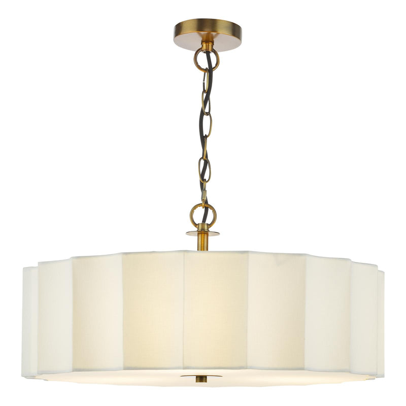 Dar Lighting Noura 3 Light Pendant Ivory and Antique Bronze • NOU0363