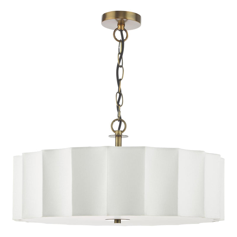 Dar Lighting Noura 3 Light Pendant Ivory and Antique Bronze • NOU0363