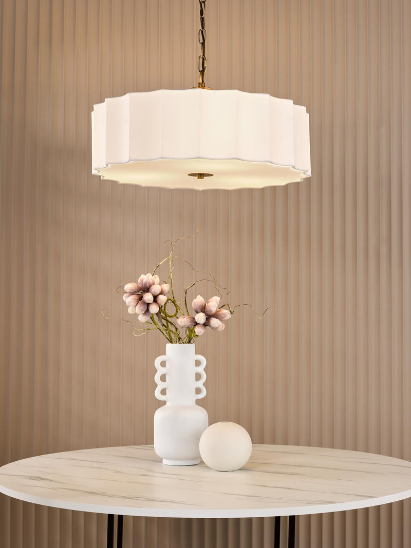Dar Lighting Noura 3 Light Pendant Ivory and Antique Bronze • NOU0363
