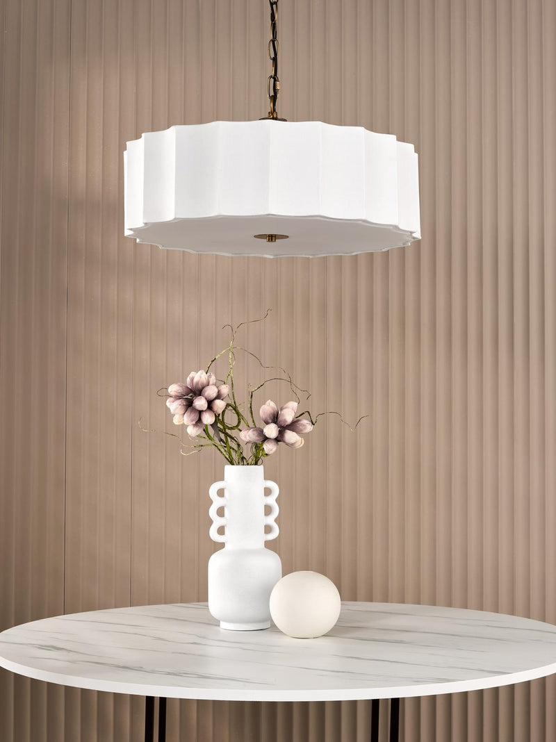 Dar Lighting Noura 3 Light Pendant Ivory and Antique Bronze • NOU0363