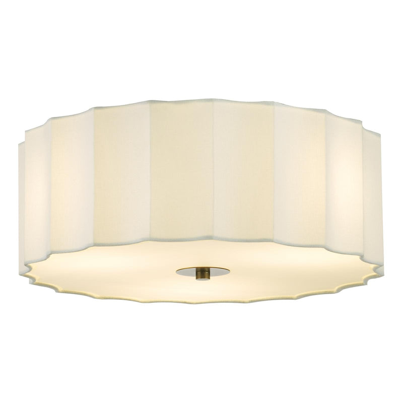Dar Lighting Noura 3 Light Flush Ivory and White • NOU5263