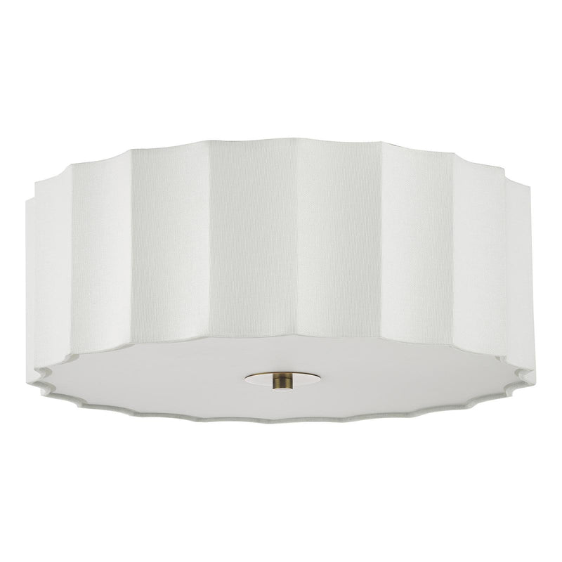 Dar Lighting Noura 3 Light Flush Ivory and White • NOU5263
