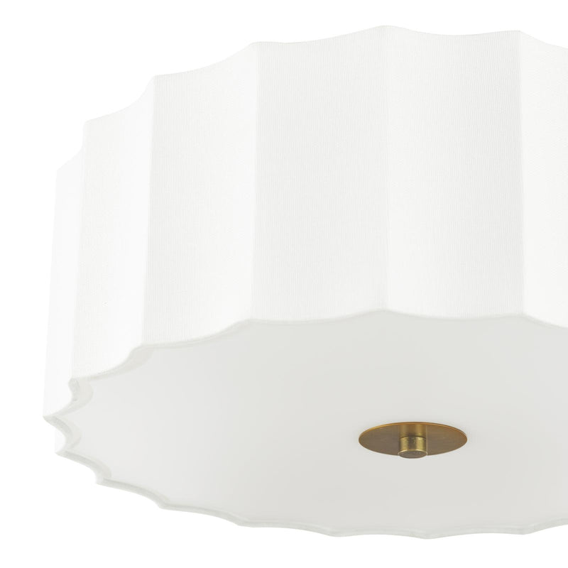Dar Lighting Noura 3 Light Flush Ivory and White • NOU5263