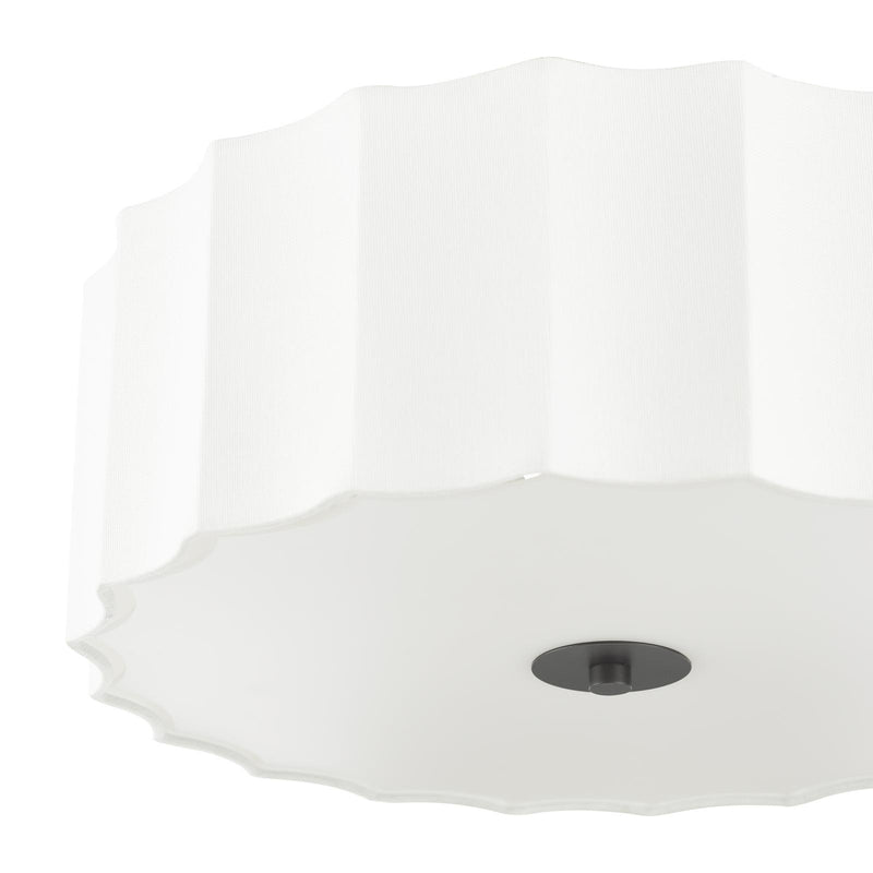 Dar Lighting Noura 3 Light Flush Ivory and White • NOU5263
