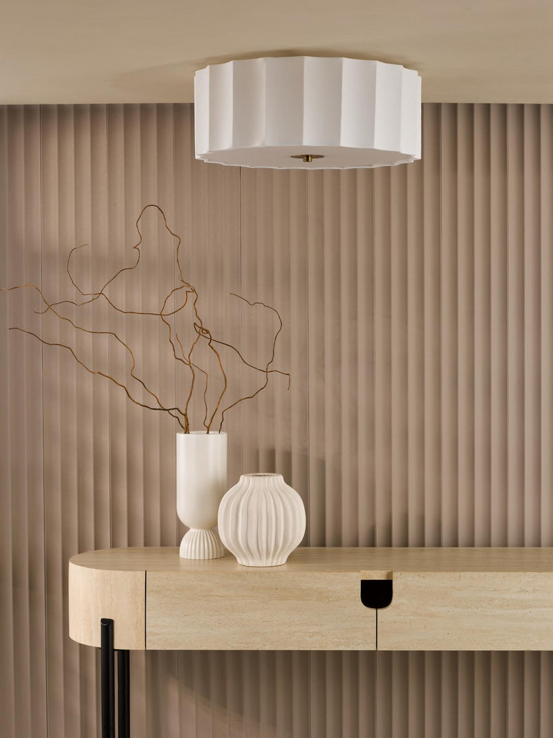 Dar Lighting Noura 3 Light Flush Ivory and White • NOU5263