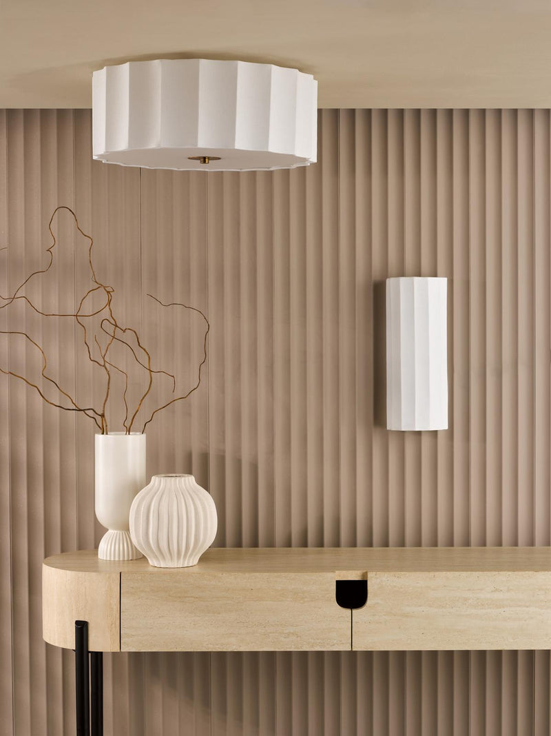 Dar Lighting Noura 3 Light Flush Ivory and White • NOU5263