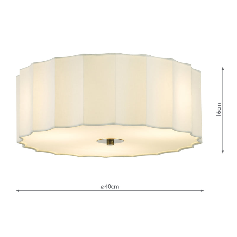 Dar Lighting Noura 3 Light Flush Ivory and White • NOU5263