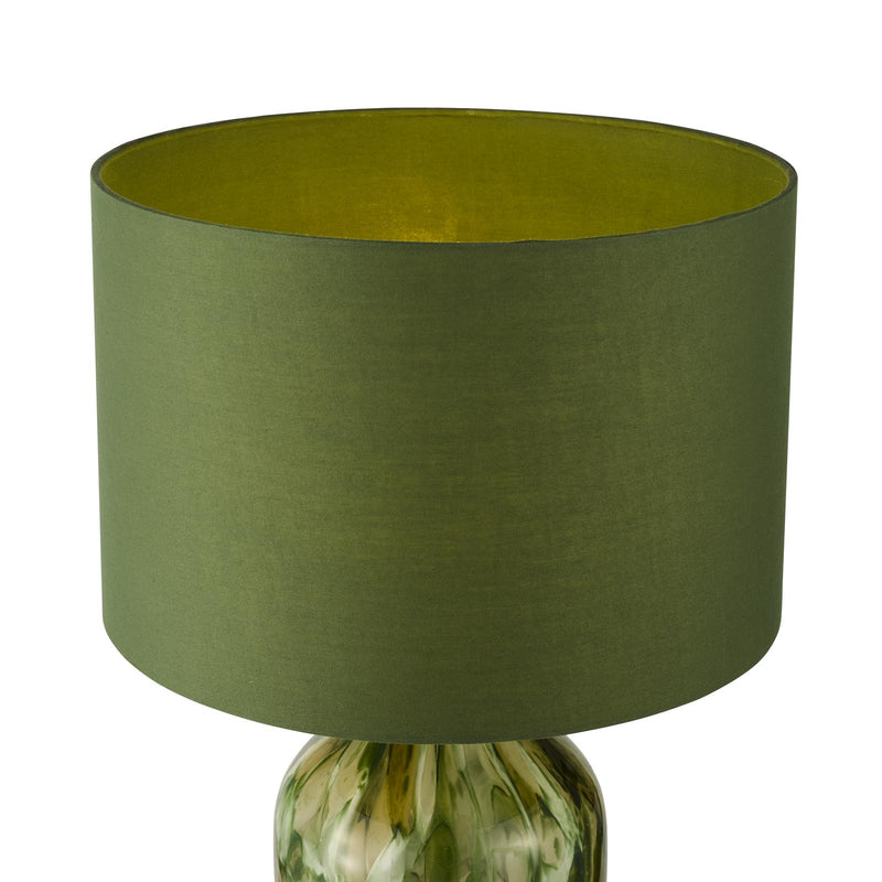 Dar Lighting Nuria Table Lamp Green Art Glass and Polished Chrome With Shade • NUR4224