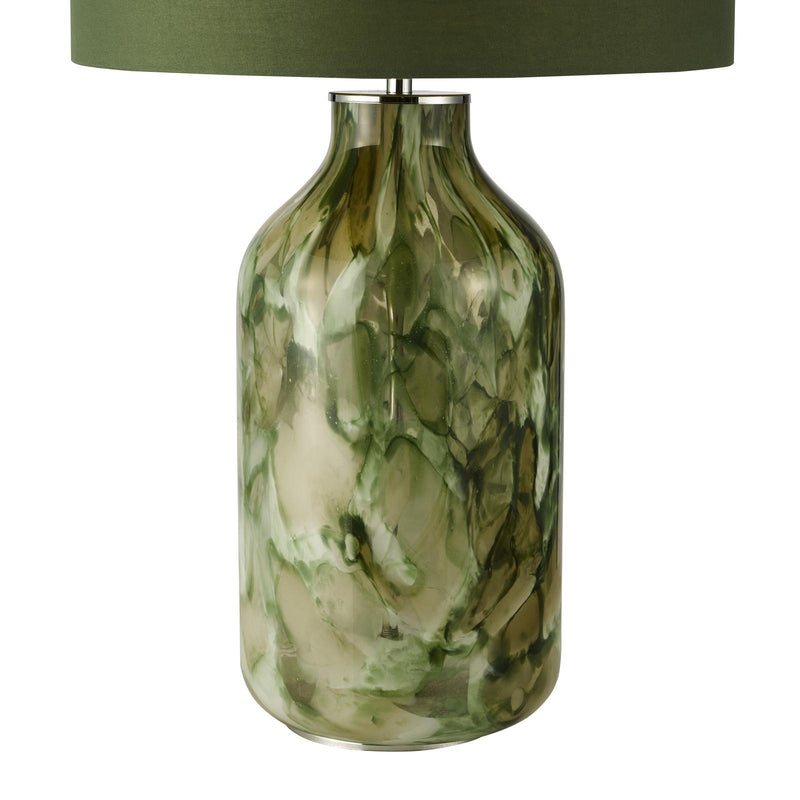 Dar Lighting Nuria Table Lamp Green Art Glass and Polished Chrome With Shade • NUR4224