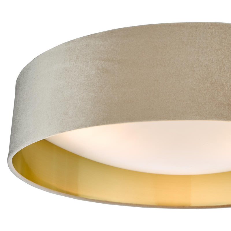 Dar Lighting Nysa 3 Light Flush Velvet Taupe Shade 60cm • NYS4801