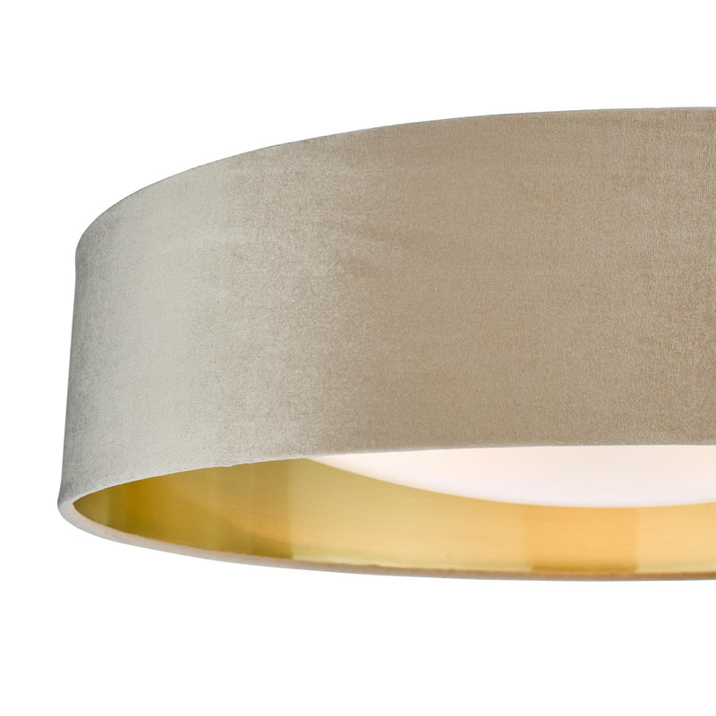 Dar Lighting Nysa 3 Light Flush Velvet Taupe Shade 60cm • NYS4801