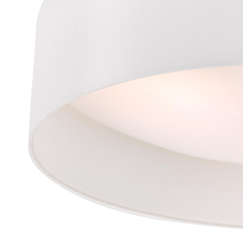 Dar Lighting Nysa 3 Light Flush White Faux Silk 60cm • NYS482