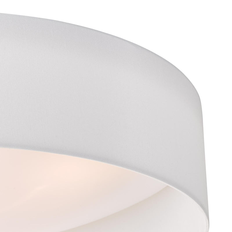 Dar Lighting Nysa 3 Light Flush White Faux Silk 60cm • NYS482