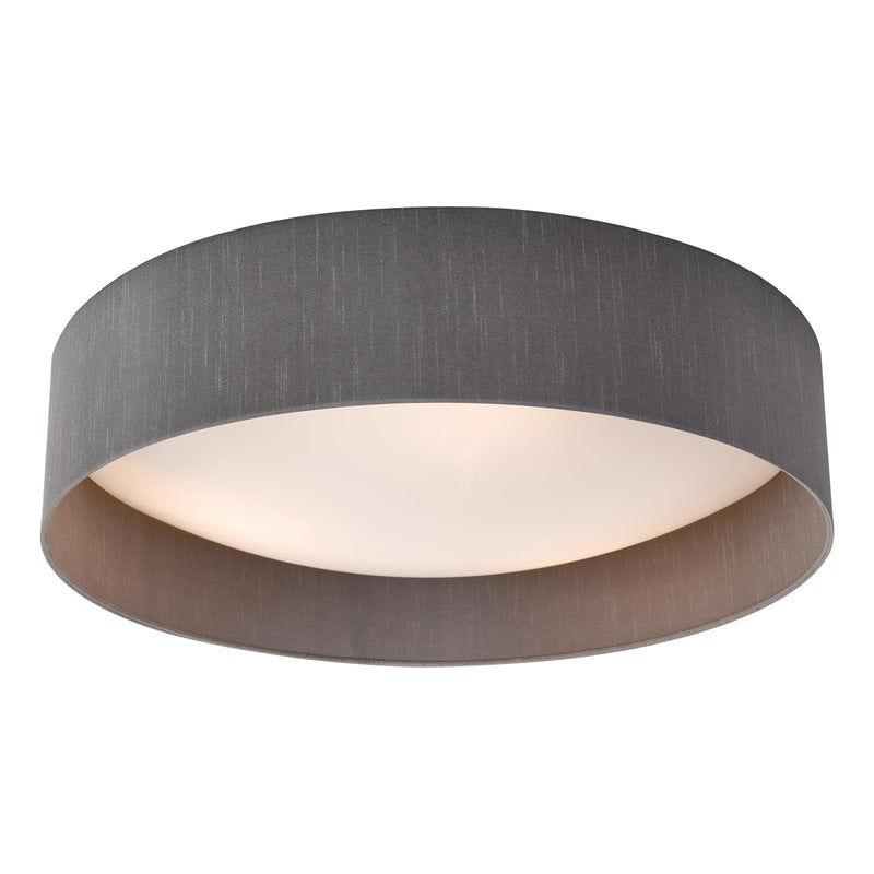 Dar Lighting Nysa 3 Light Flush Grey Faux Silk 60cm • NYS4839