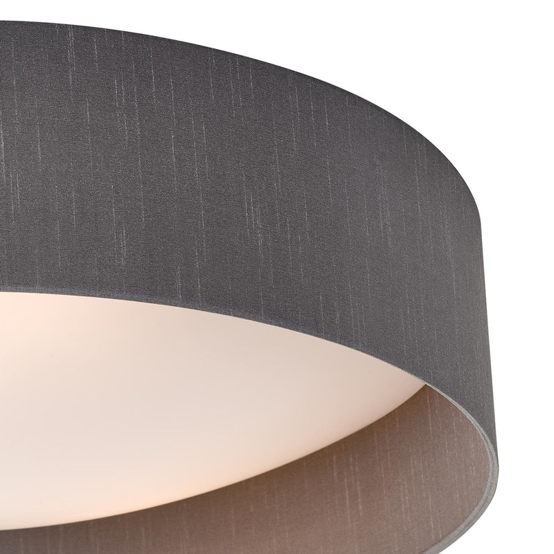 Dar Lighting Nysa 3 Light Flush Grey Faux Silk 60cm • NYS4839