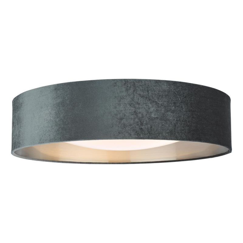 Dar Lighting Nysa 3 Light Flush Velvet Dark Grey Shade 60cm • NYS4861