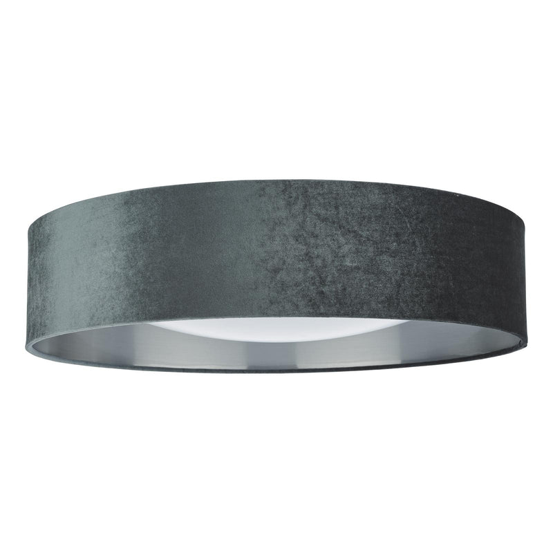 Dar Lighting Nysa 3 Light Flush Velvet Dark Grey Shade 60cm • NYS4861