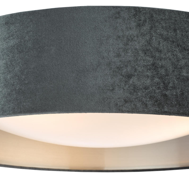 Dar Lighting Nysa 3 Light Flush Velvet Dark Grey Shade 60cm • NYS4861
