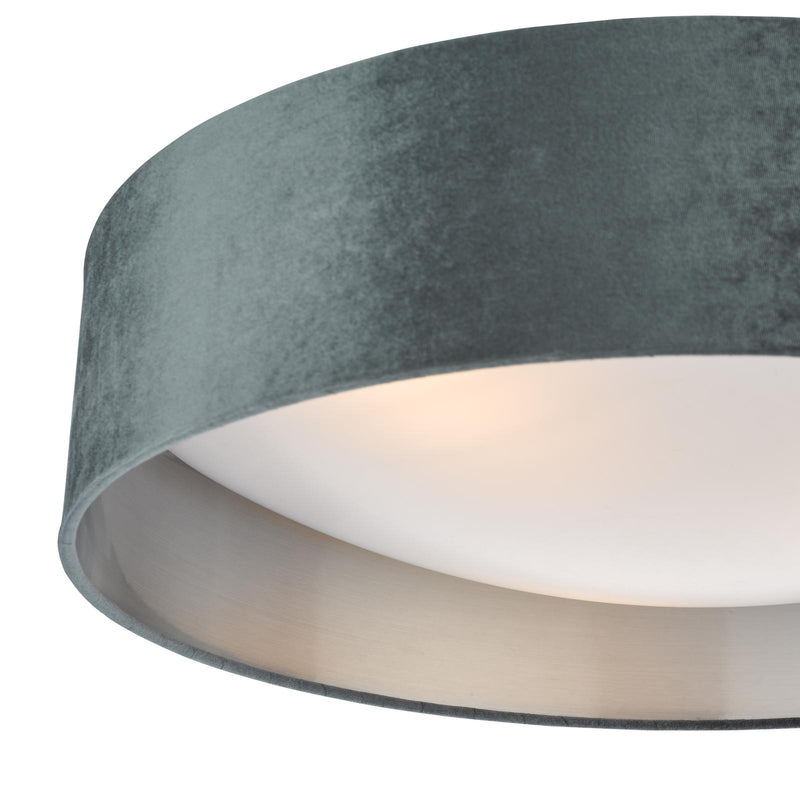 Dar Lighting Nysa 3 Light Flush Velvet Dark Grey Shade 60cm • NYS4861