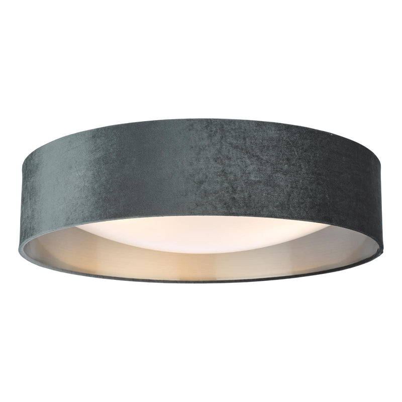 Dar Lighting Nysa 3 Light Flush Velvet Dark Grey Shade 60cm • NYS4861