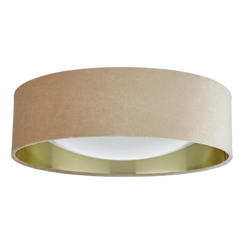 Dar Lighting Nysa 2 Light Flush Velvet Taupe Shade 40cm • NYS5001