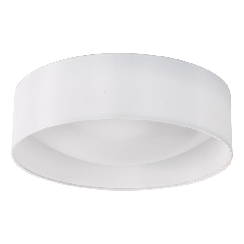 Dar Lighting Nysa 2 Light Flush White Faux Silk 40cm • NYS502