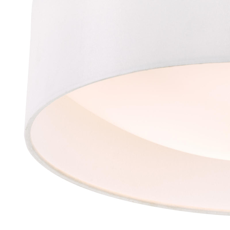 Dar Lighting Nysa 2 Light Flush White Faux Silk 40cm • NYS502