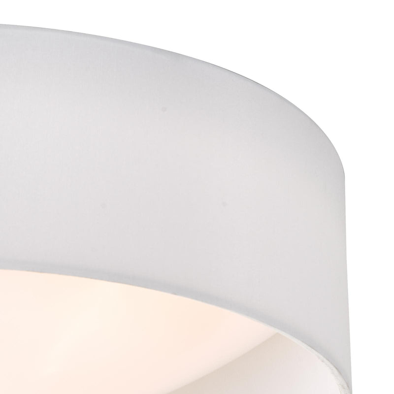 Dar Lighting Nysa 2 Light Flush White Faux Silk 40cm • NYS502