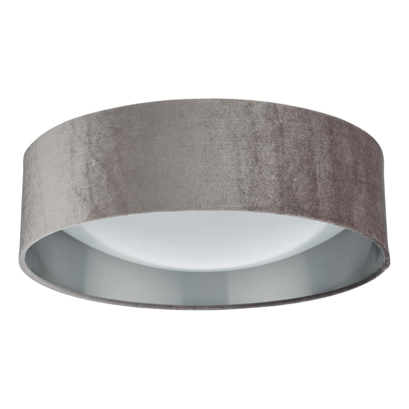 Dar Lighting Nysa 2 Light Flush Velvet Warm Grey Shade 40cm • NYS5037