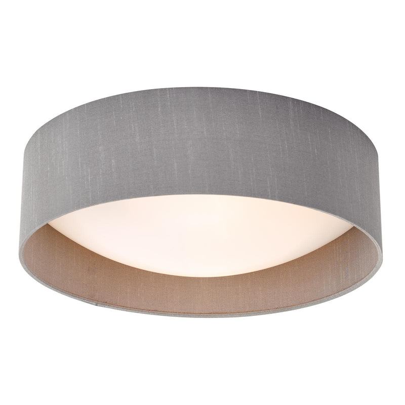 Dar Lighting Nysa 2 Light Flush Grey Faux Silk 40cm • NYS5039