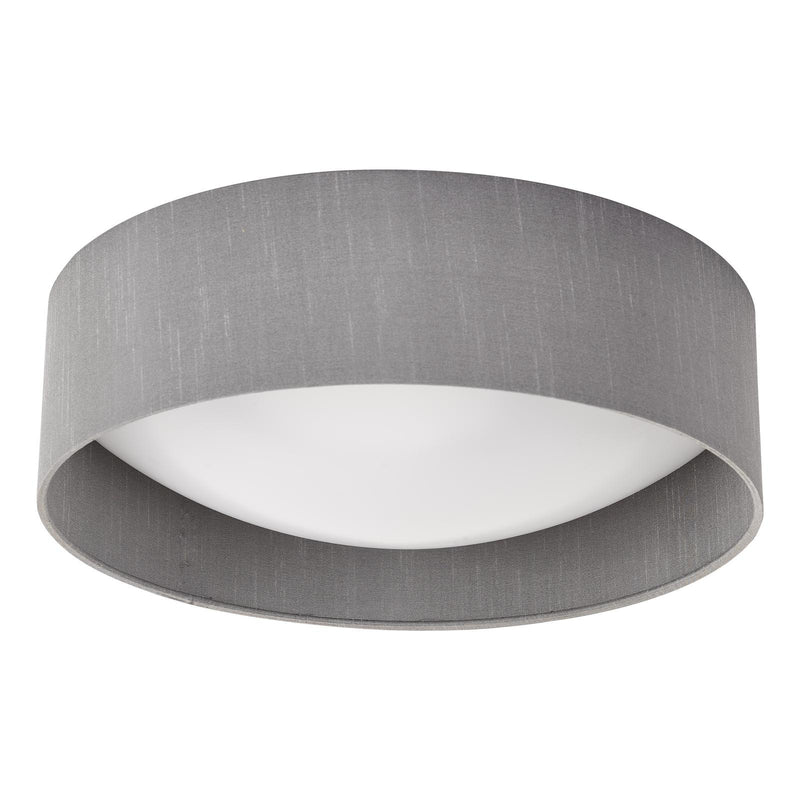 Dar Lighting Nysa 2 Light Flush Grey Faux Silk 40cm • NYS5039