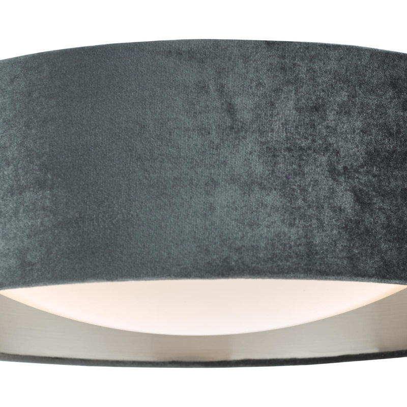 Dar Lighting Nysa 2 Light Flush Velvet Dark Grey Shade 40cm • NYS5061
