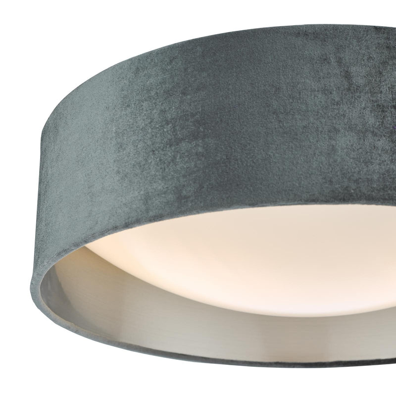 Dar Lighting Nysa 2 Light Flush Velvet Dark Grey Shade 40cm • NYS5061