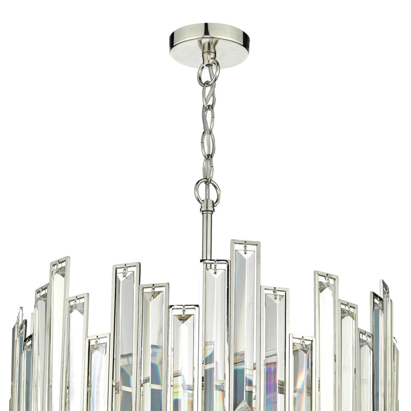 Dar Lighting Odile 6 Light Pendant Champagne Crystal Polished Nickel Frame • ODI0620