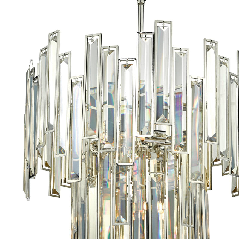 Dar Lighting Odile 6 Light Pendant Champagne Crystal Polished Nickel Frame • ODI0620