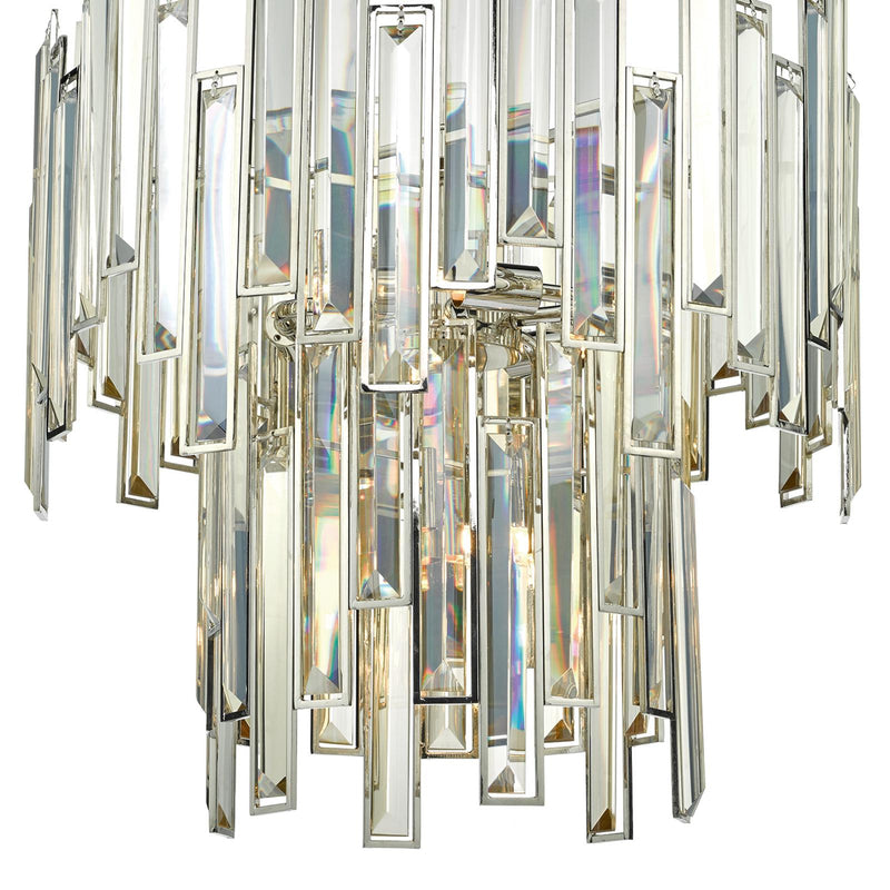 Dar Lighting Odile 6 Light Pendant Champagne Crystal Polished Nickel Frame • ODI0620