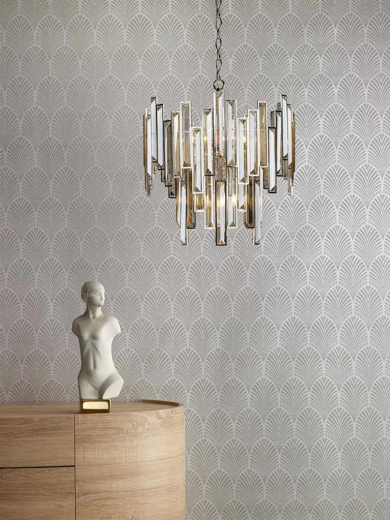 Dar Lighting Odile 6 Light Pendant Champagne Crystal Polished Nickel Frame • ODI0620