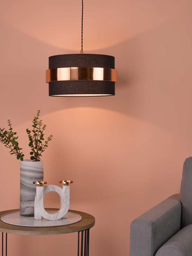 Dar Lighting Oki Easy Fit Navy Blue Shade with Copper Band • OKI6523