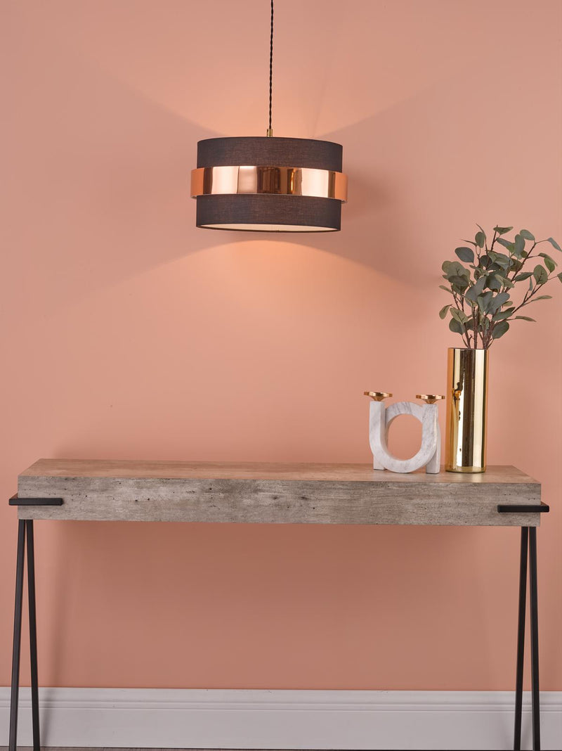 Dar Lighting Oki Easy Fit Navy Blue Shade with Copper Band • OKI6523
