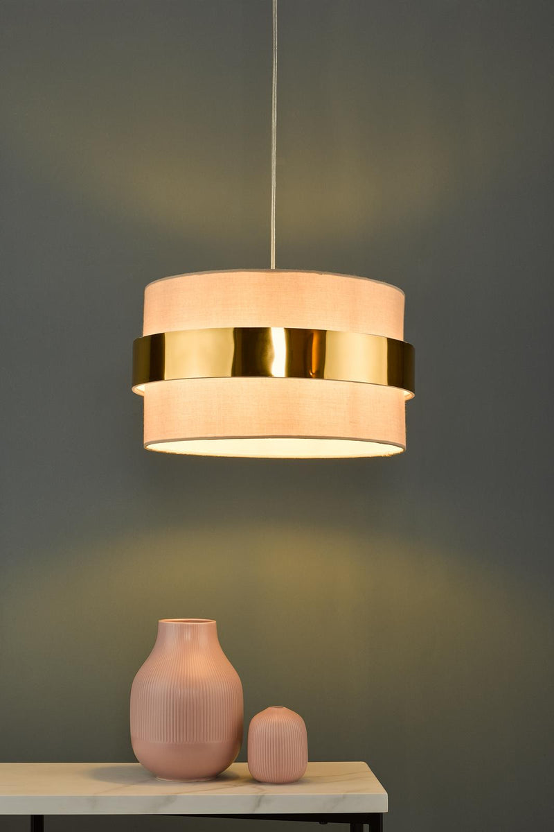 Dar Lighting Oki Easy Fit Shade Taupe With Gold Band • OKI6529