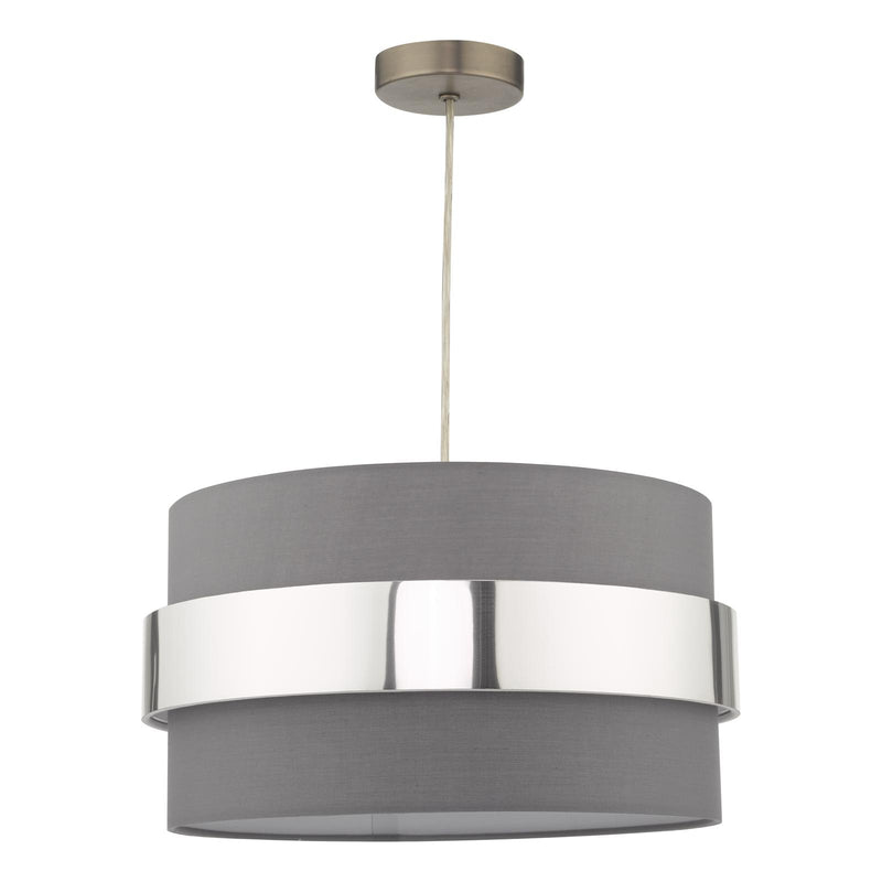 Dar Lighting Oki Easy Fit Grey Shade with Chrome Band • OKI6539