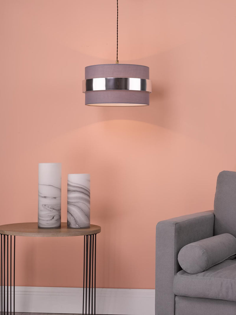Dar Lighting Oki Easy Fit Grey Shade with Chrome Band • OKI6539