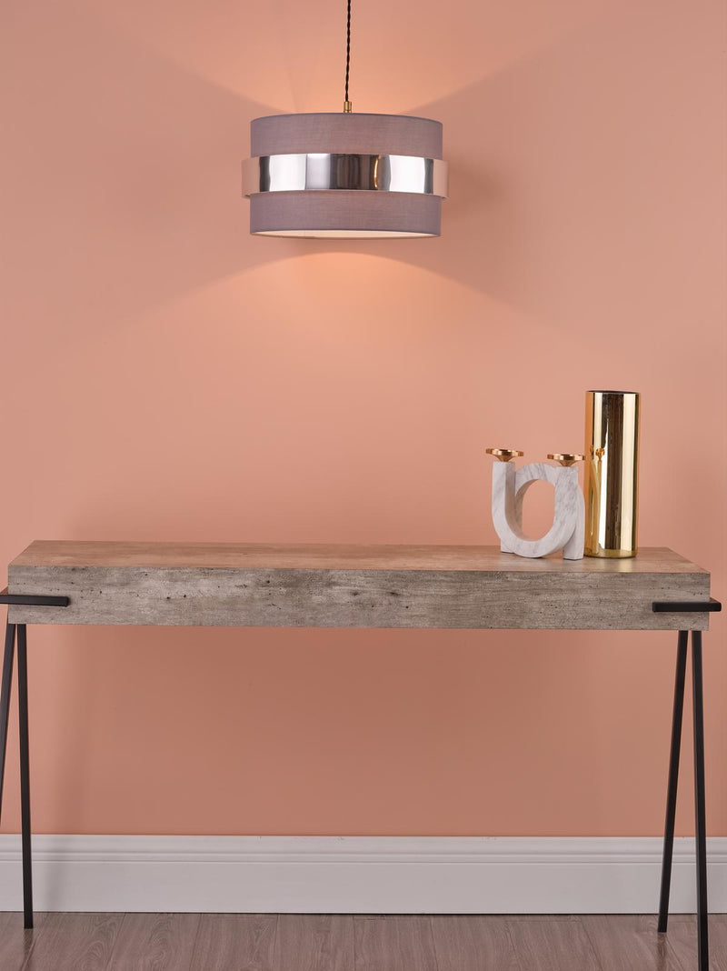Dar Lighting Oki Easy Fit Grey Shade with Chrome Band • OKI6539