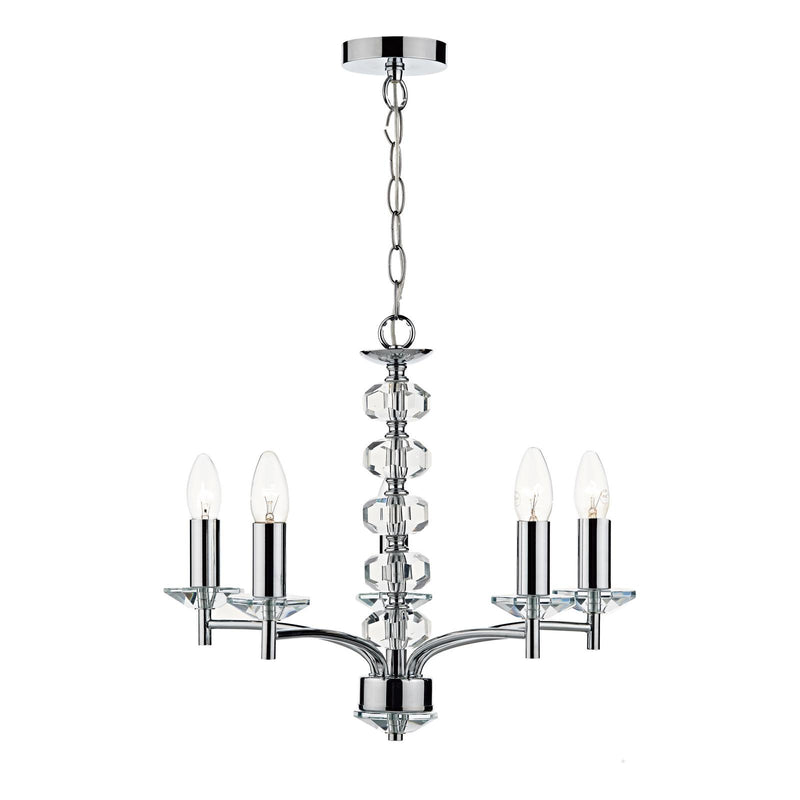Dar Lighting Oleana 5 Light Pendant Polished Chrome Crystal • OLE0550