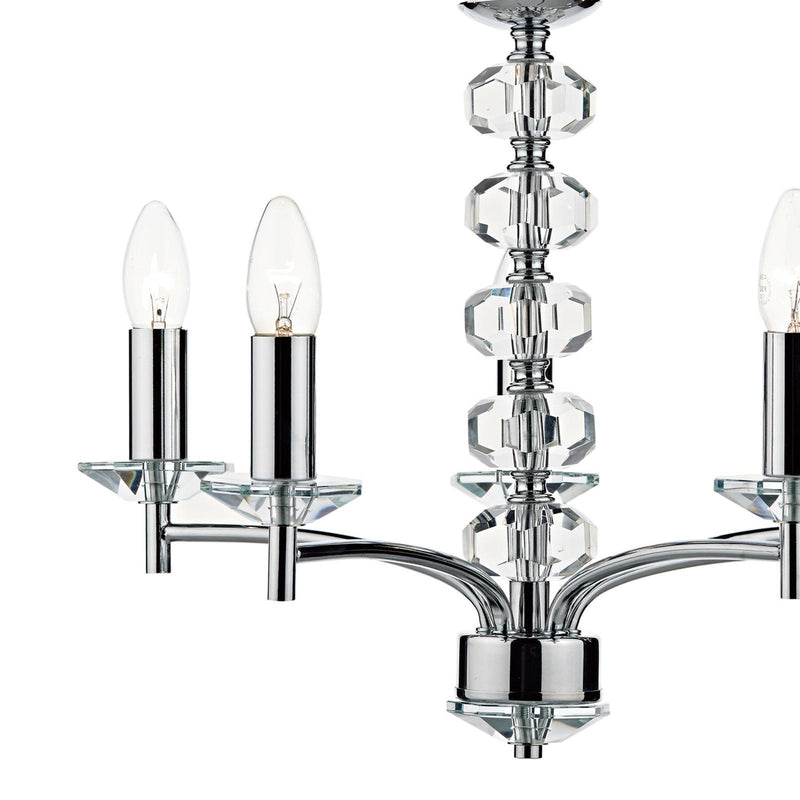 Dar Lighting Oleana 5 Light Pendant Polished Chrome Crystal • OLE0550