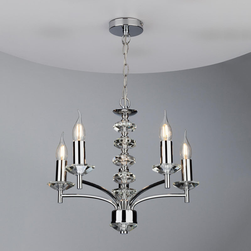 Dar Lighting Oleana 5 Light Pendant Polished Chrome Crystal • OLE0550