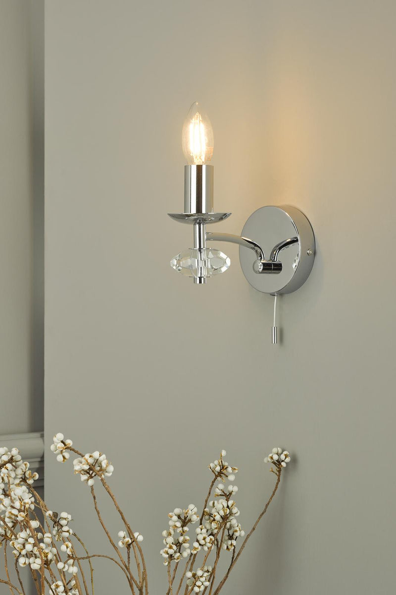 Dar Lighting Oleana Wall Light Polished Chrome Crystal • OLE0750