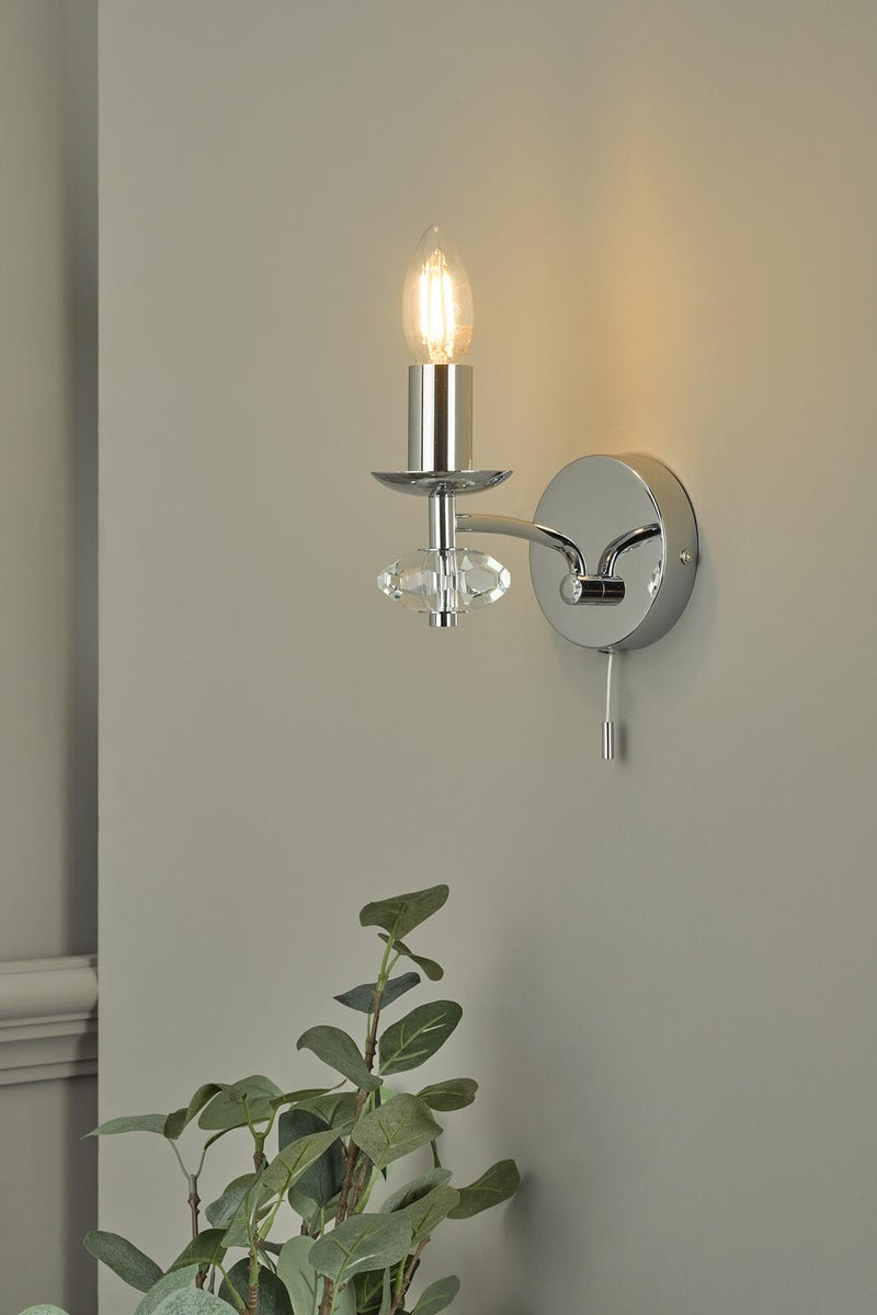 Dar Lighting Oleana Wall Light Polished Chrome Crystal • OLE0750